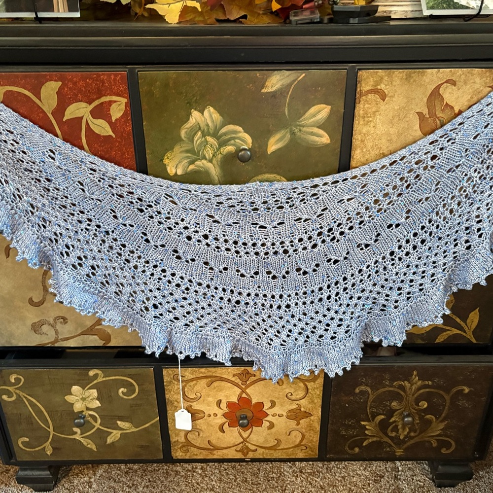 Handcrafted Blue Knit Shawl
